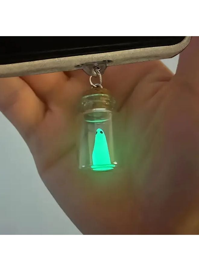 Glow In The Dark Ghost Bottle Phone Charm DIY Dust Plug For Iphone 5 14 Pro Max - Image 1